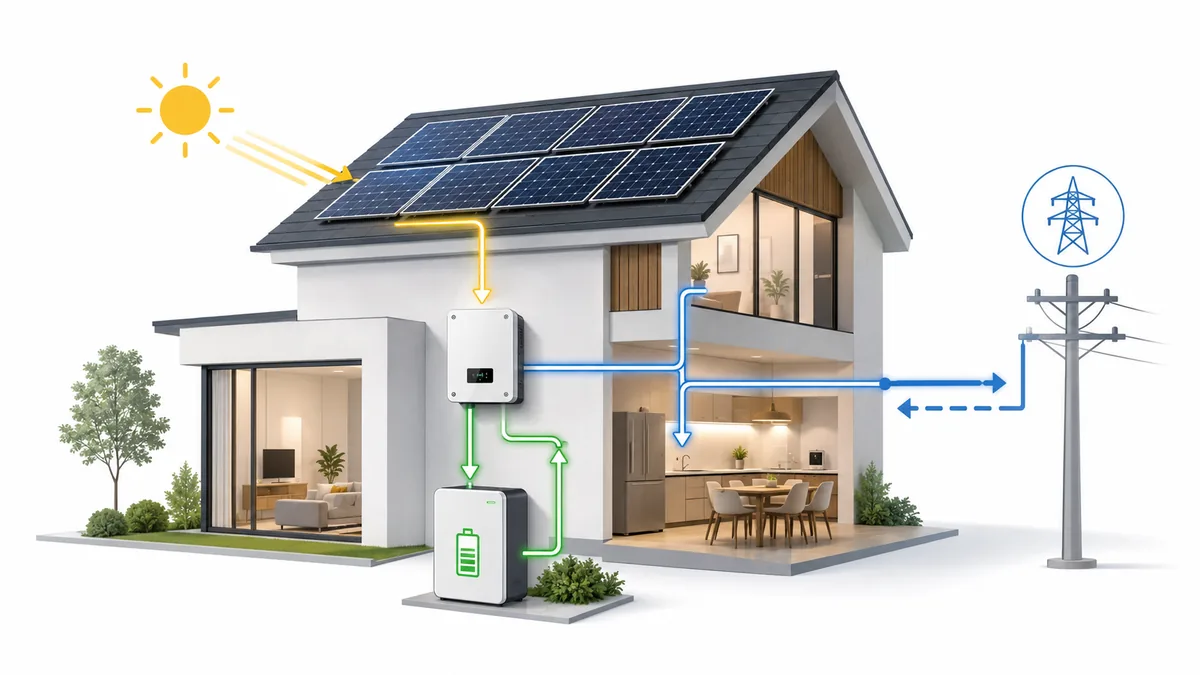 Schema d'une installation de panneaux solaires